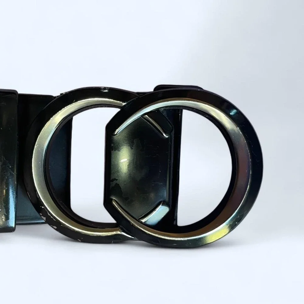 Black leather‎ automatic belt with silver buckle 45